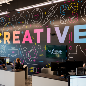 Wall graphics for skyhigh marketing