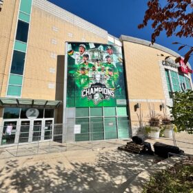 London Knights window graphics at Canada Life Place