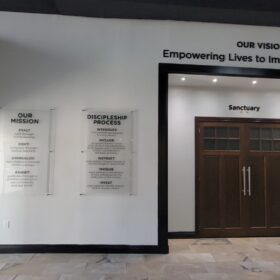 Empowering messages on walls and above doorways