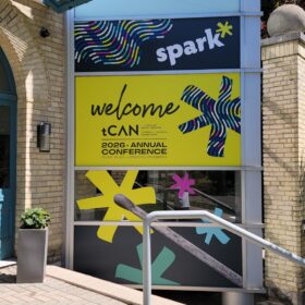 Signage graphics for tcan conference called Spark