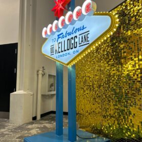 Custom miniature Las Vegas styled sign for 100 Kellogg Lane