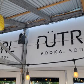 Nutrl vodka soda window graphics for restaurant