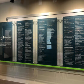Acrylic pin mounted signs for St Joseph's Hospice of London